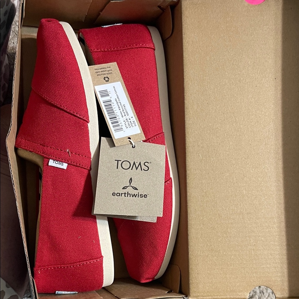 TOMS Earthwise Red Canvas Slip-Ons